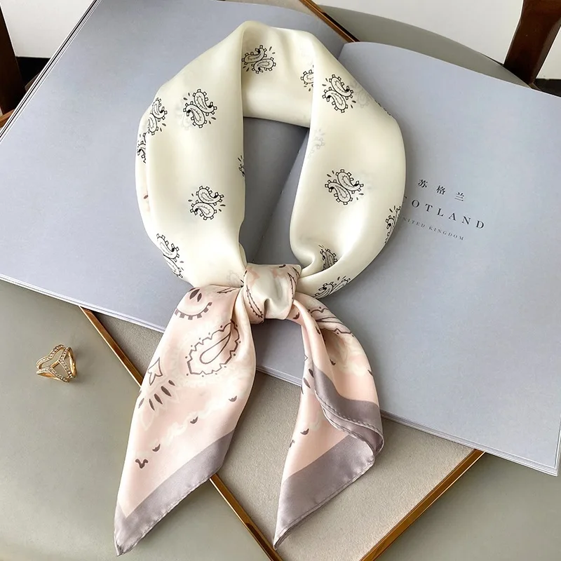 

Luxury Printing Silk Square Scarf Women Neck Hair Tie Band Beach Hijab Kerchief Head Headbands Bandana Female Foulard 70cm