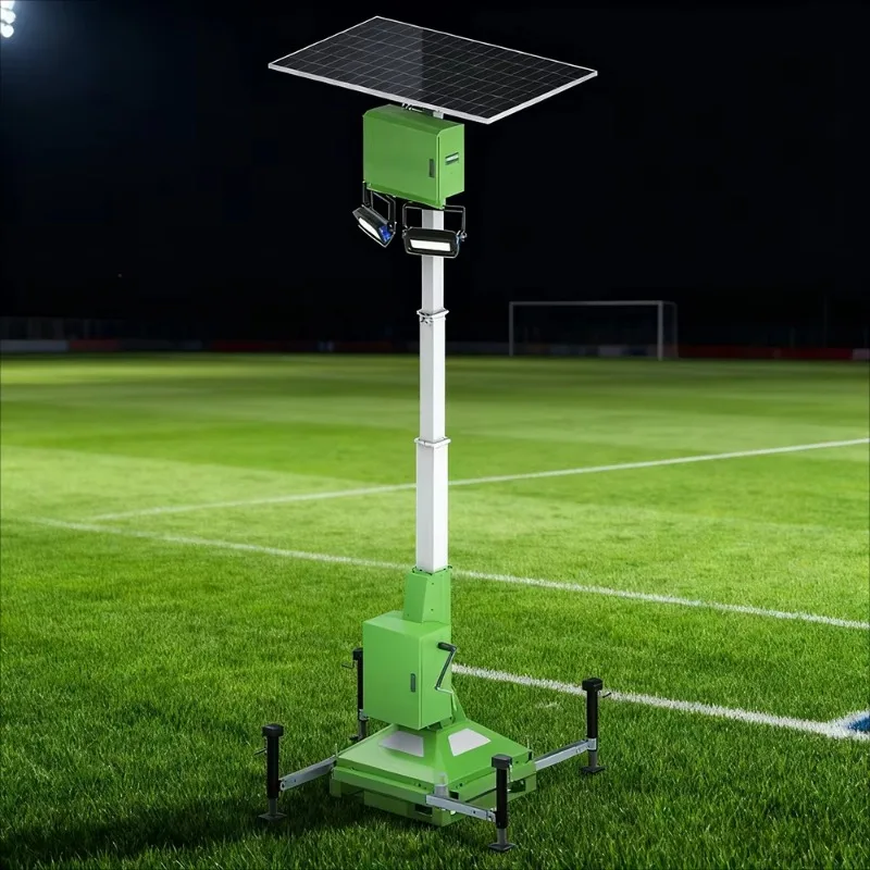 High Brightness Solar LED Light Tower Trailer Mounted Mobile Lighting Equipment for Night Construction