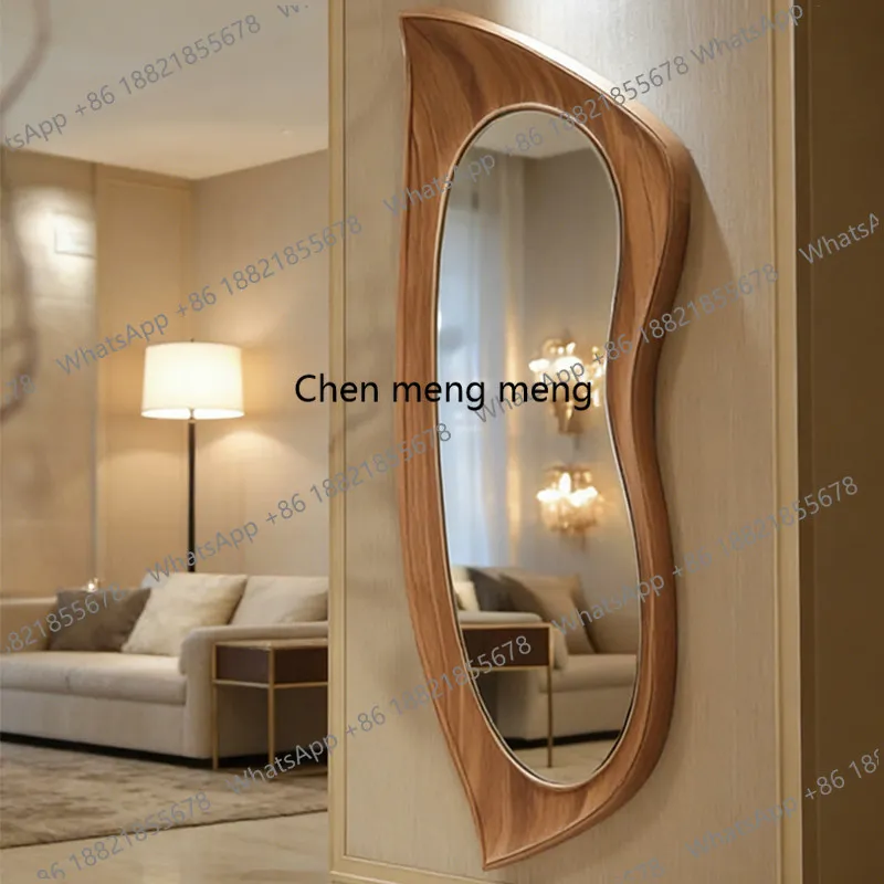 

French medieval wall-mounted full-length mirror special-shaped entrance full-body mirror irregular art fitting mirror