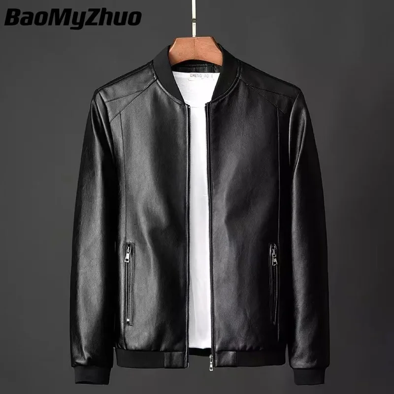 

Autumn Winter Leather Coat Men Bomber Motorcycle PU Jacket Plus Size 8Xl Causal Vintage Black Biker Pocket Zipper Jackets