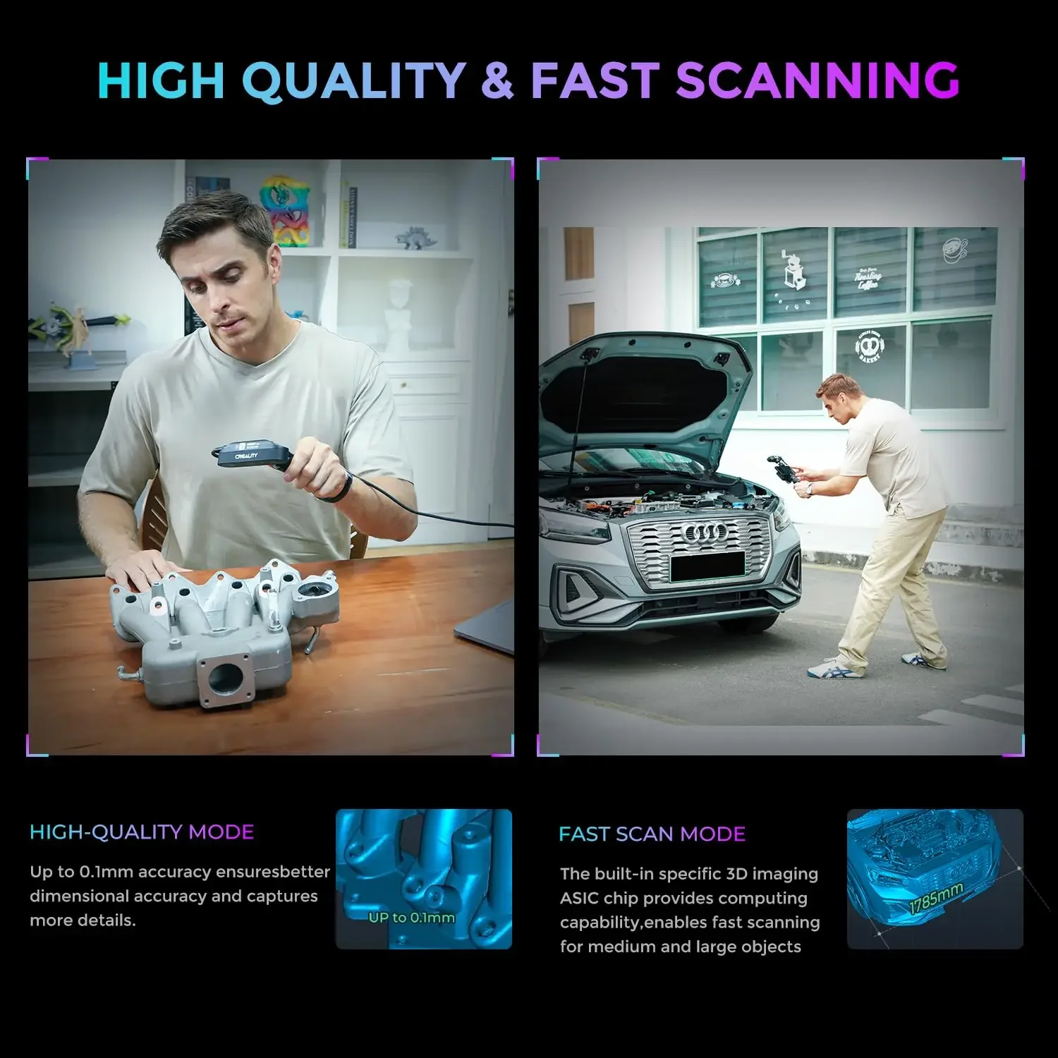 Creality CR-Scan Ferret Pro Draadloze Wifi 3D-scanner Anti-shake Tracking 0,1 mm Nauwkeurigheid Full Color Scannen voor iOS Mac Android