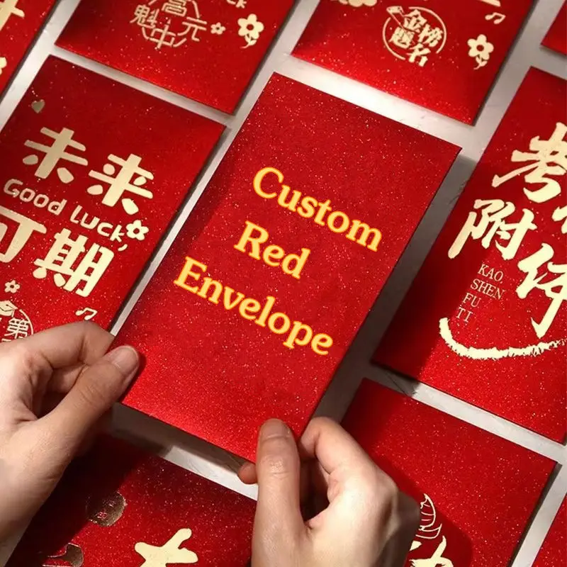 

100Pcs Customized Red Envelope Red Packet Chinese Wedding Envelopes For Money Creative Hongbao For New Year Blessing