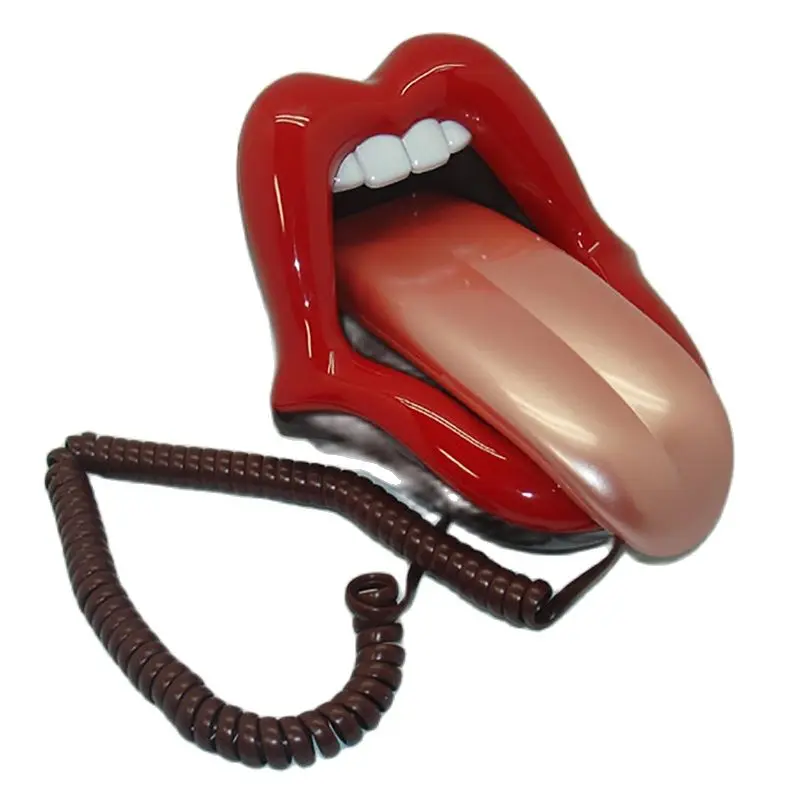 Novelty Tongue Stretching Sexy Lips Mouth Corded Phone Telephone with LED Indicator, Audio / Pulse Dial, Mini Landline Telephone