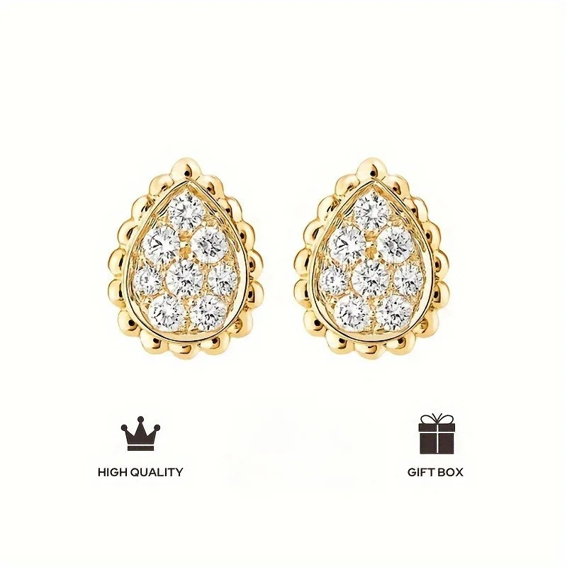 

Round Moissanite Drop Earrings, Stud Earrings, Simple and Elegant Birthday Anniversary Gift for Women 925 sterling silver