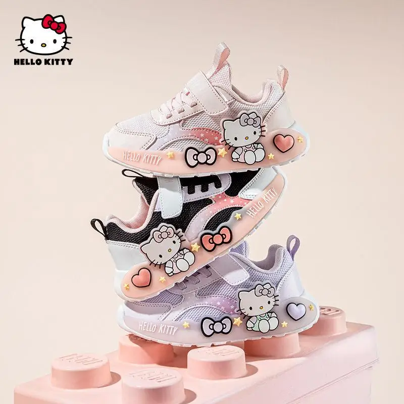 

Sanrio Hello Kitty кроссовки для девочек, детские летние осенние кроссовки на мягкой подошве, каваи, мультфильм, аниме, модные новые стильные повседневные сетчатые туфли, хит продаж