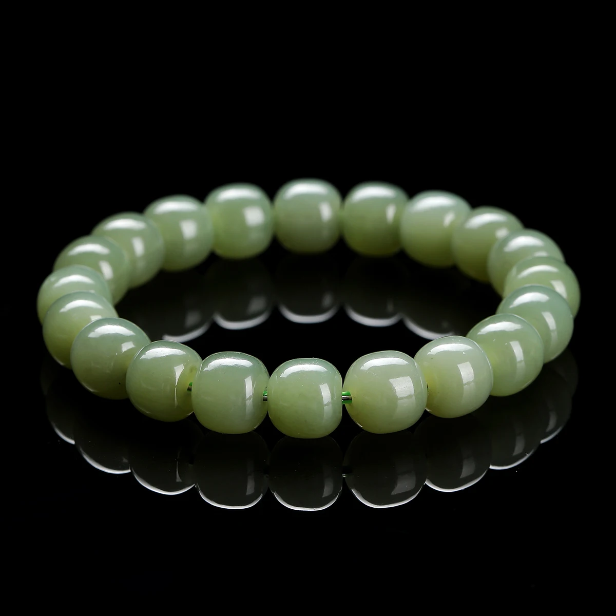 JD 5A 100% Natural Xinjiang Qiemo Hetian Jade Old-Style Bead Bracelet Healing Jade for Balance Elegance Unisex Gift view 3
