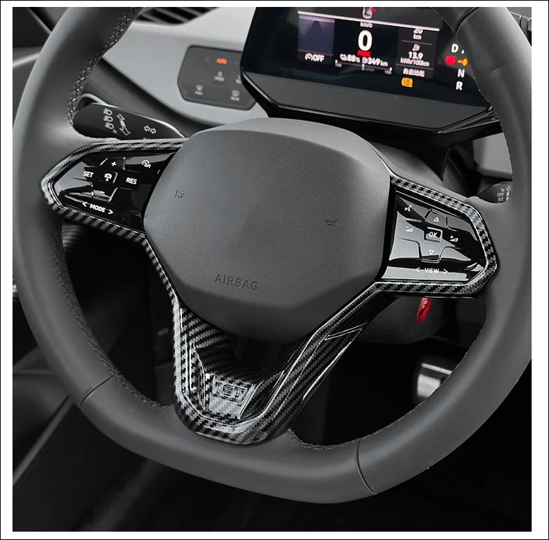 Car Steering Wheel Button Frame For VW ID.3 ID3 2021 2022 2023 Decoration Trim Carbon Fiber Stickers Styling