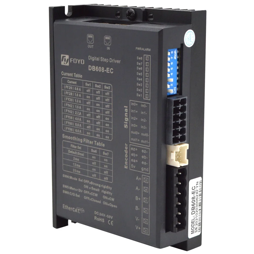 DB608-EC Ethercat Easy Servo Drive closed loop DC 24-50V Real-time transmission rate 100Mb/s stepper motor driver