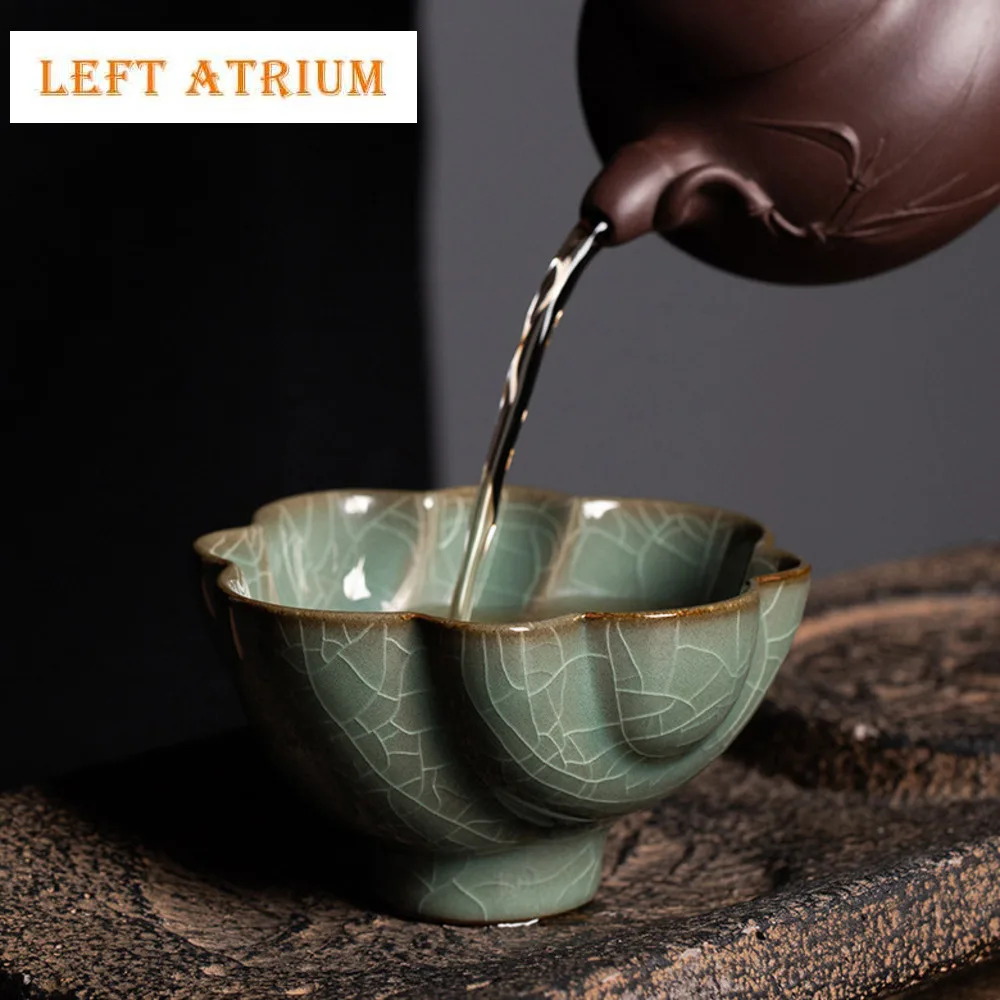 

135ml Famous Master Handmade Longquan Celadon Teacup Song Charm Curved Master Cup Tea Bowl Chazhan Kung Fu Teaset Collection