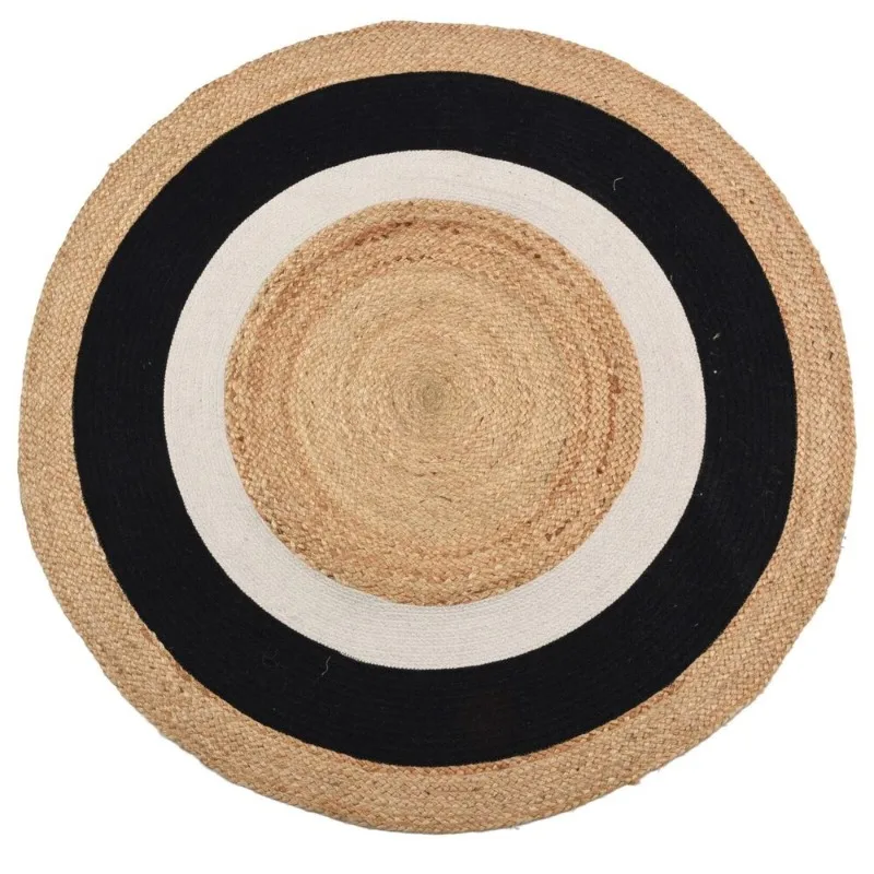 Rug Round 100% Natural Jute Braided Style Reversible Rug Modern Living Room Rug