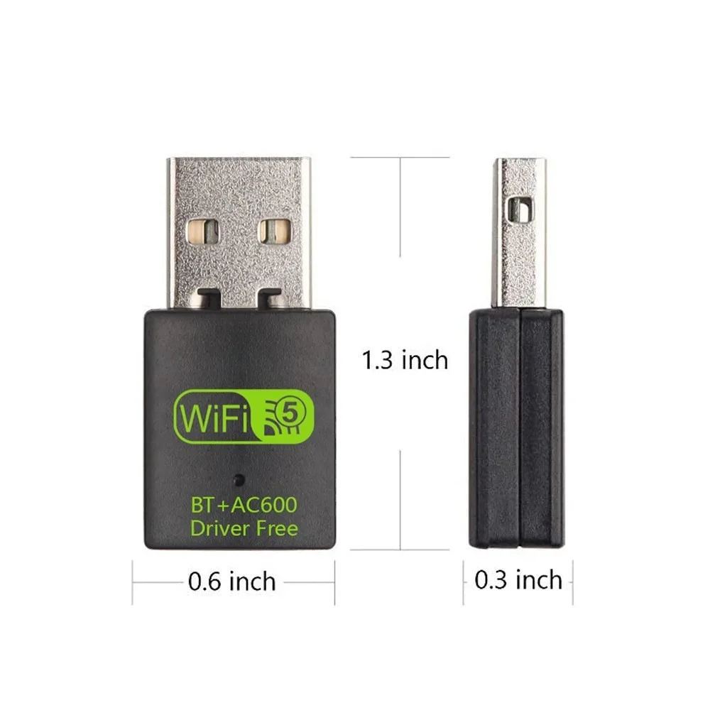 Wifi Network Adapter BT+AC600 WLAN Dongle Portable Network Card 600M Dual Band Wireless for Laptops/Smartphone/Tablet/