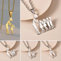 Mothers and Children Family Stainless Steel Necklaces Silver Color Multiples Kids Pendant Necklace Jewelry Mother's Day Gift