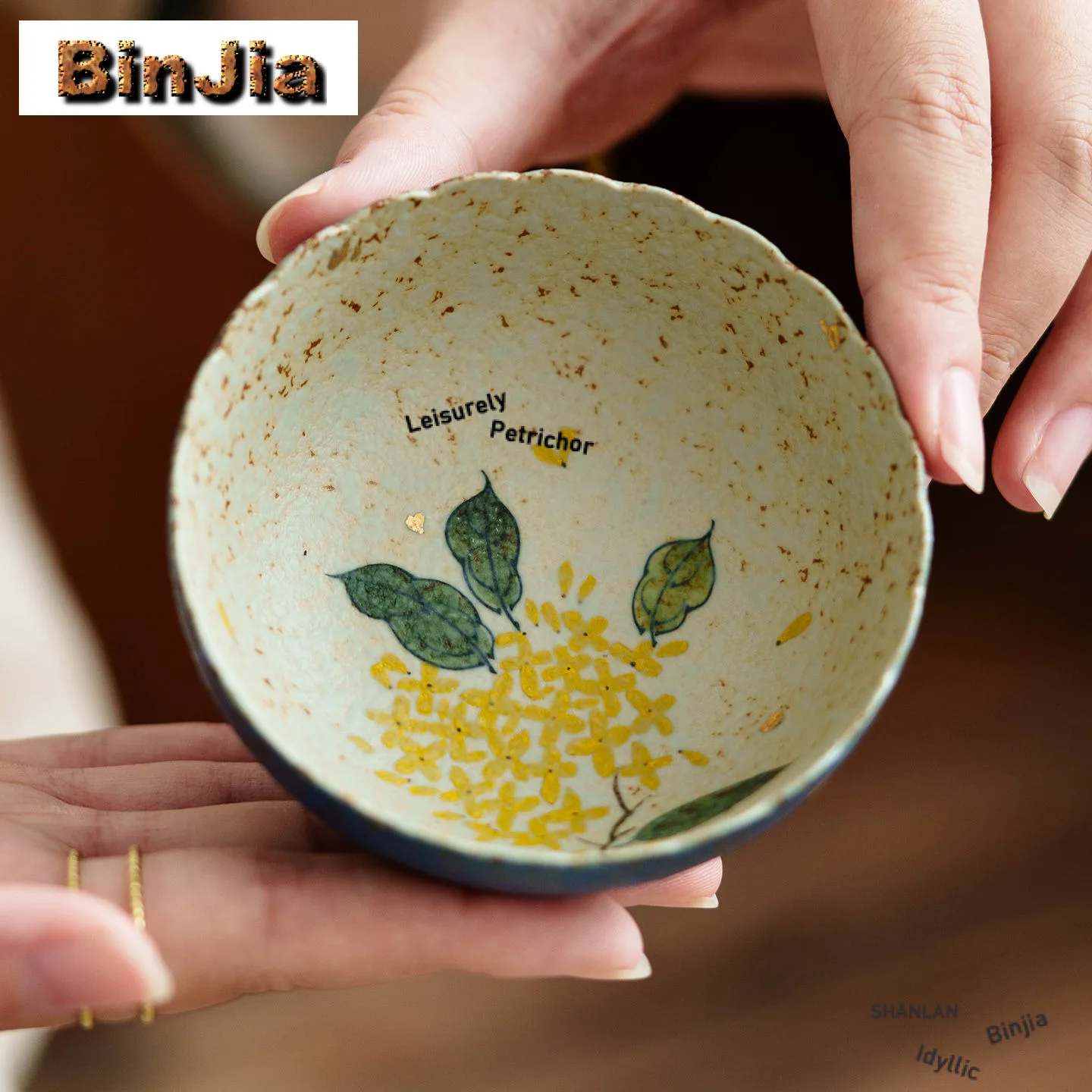 

80ml Hand Painted Osmanthus Teacup Aesthetic Tea Bowl Beautiful Tea Cup Tea-tasting Fragrance Cup Chazhan Master Cups Cafes