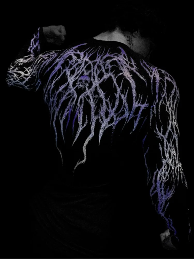 Breathedivinity Amerikanischer Streetwear Dunkler Stil Langärmliges Sportliches Fitness-Stretch-Oberteil