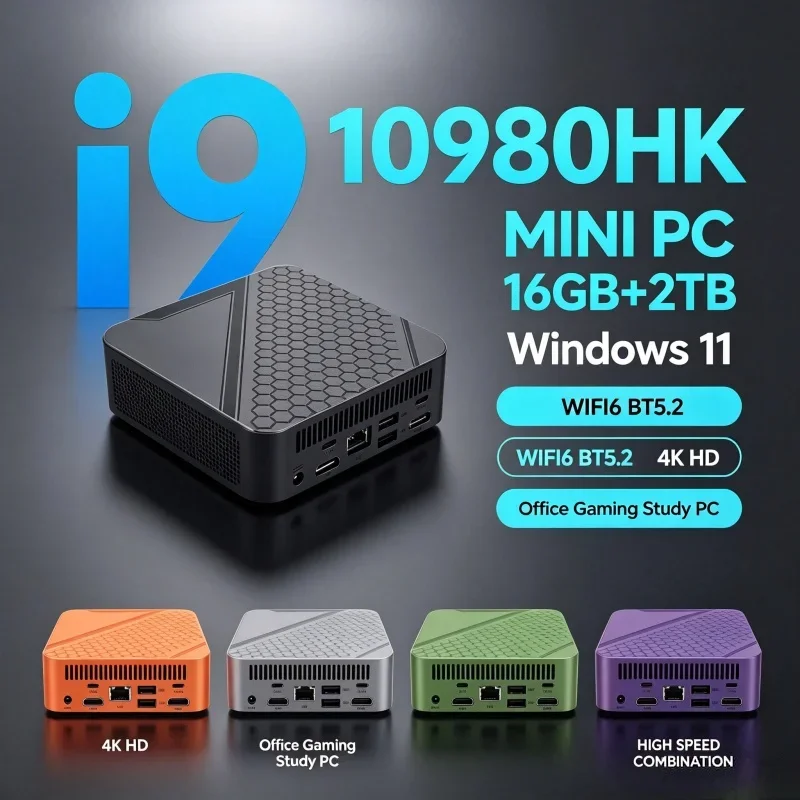 Space‑Efficient Mini Desktop PC Intel I9‑10980HK Processor 16GB RAM 1TB or 2TB SSD WiFi6 BT5.2 Windows 11 Home Gaming Computer