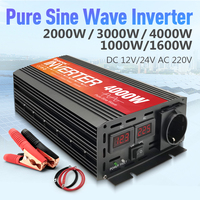 Pure Sine Wave Inverter DC 12v/24v to 110/220V 1000W 1600W 2000W 3000W 4000W Solar Power Inverter Converter Portable Power Bank