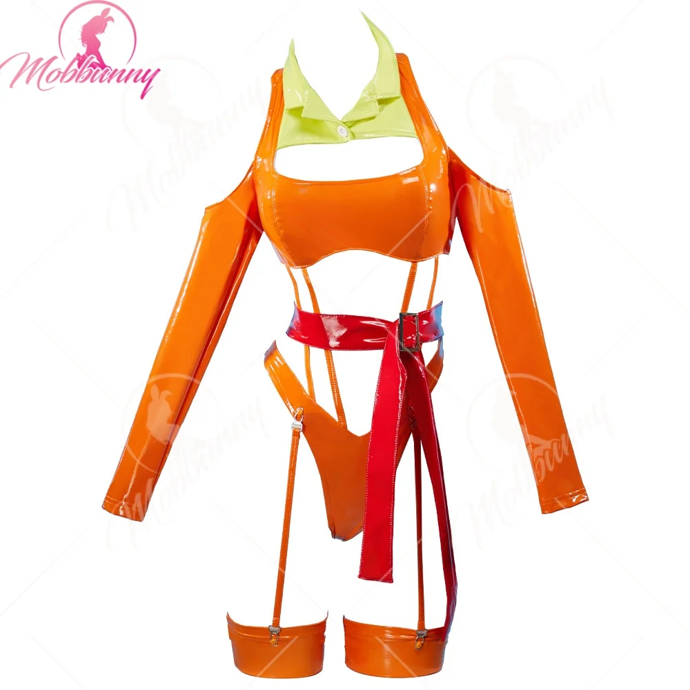 

MOBBUNNY Women's Ai Kisugi Derivative Sexy Lingerie Bodysuit See Through Cutout Bodysuit with Belt Socks