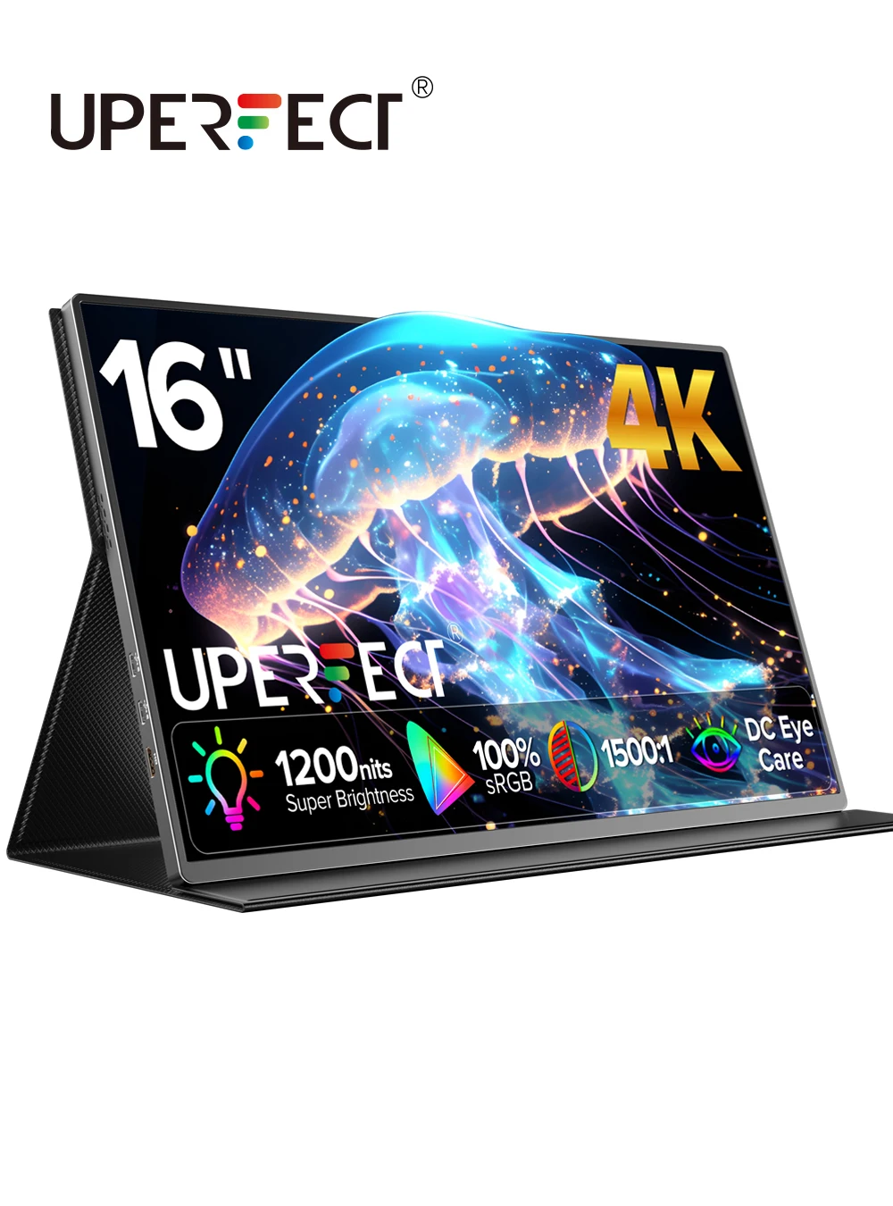 

Портативный монитор UPERFECT 16 дюймов 4K UHD 16:10 3840*2400P 1200Nits USB-C HDMI внешний игровой дисплей с DC Eys Care для Mac mini PC ноутбука телефона XBox Switch
