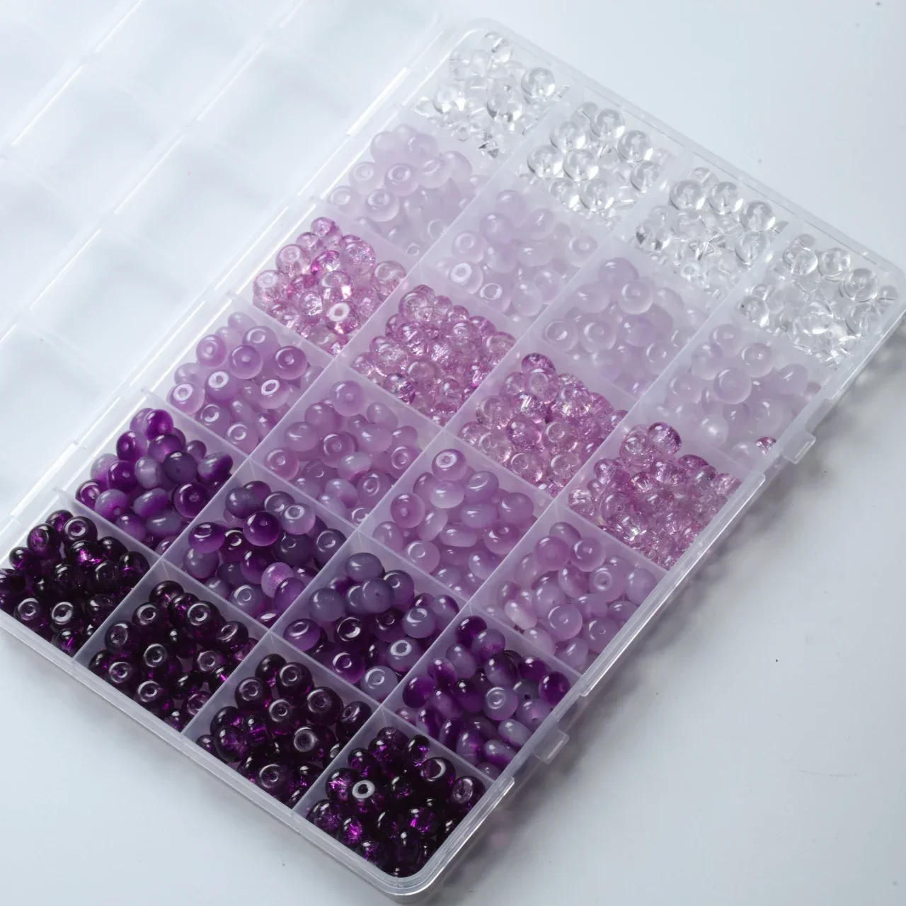 Multicolor Abacus Shape Glass Beads 24 Grids Set Box Light Color Series Crystal Beads for DIY Jewelry Necklace Bracelet