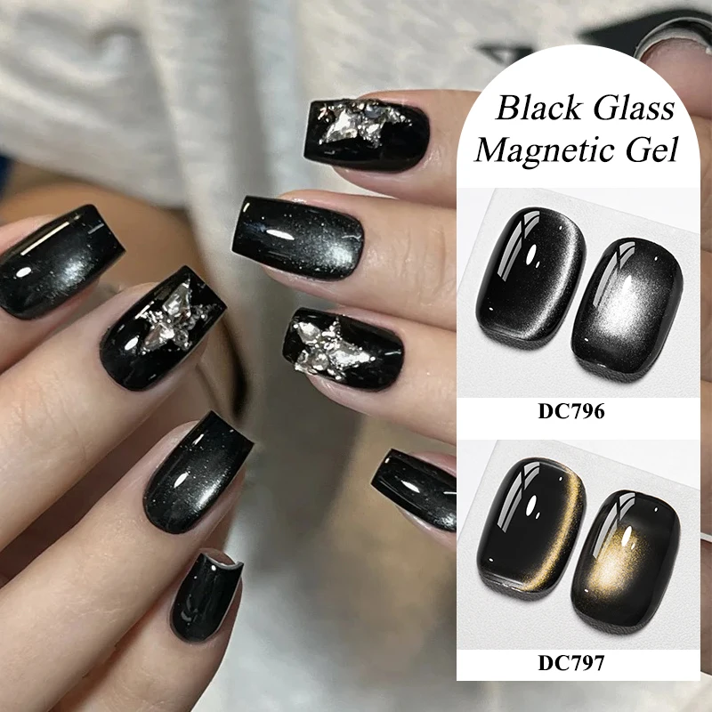 Mtssii 7ML Gatto di vetro nero Gel magnetico Scintillante Glitter Gel Smalto per unghie Gel UV semipermanente Smalto per unghie invernali