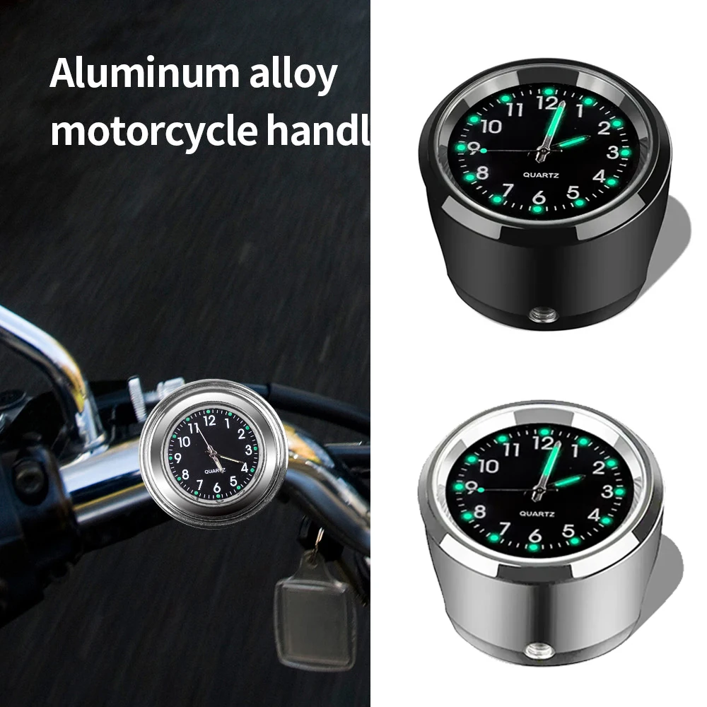 Motorcycle Handlebar Clock Universal Quartz Watch Waterproof Luminous Dial Moto Bike Accessories Aluminum Mount Time Display