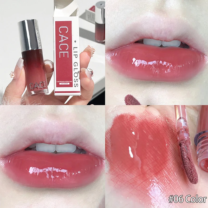 สีดําชาสีน้ําตาลลิปกลอส Mirror Water Lip Glaze สูง Pigment Moisturizing เซ็กซี่ Lip Tint Balm กันน้ําแต่งหน้าเครื่องสําอางเกาหลี