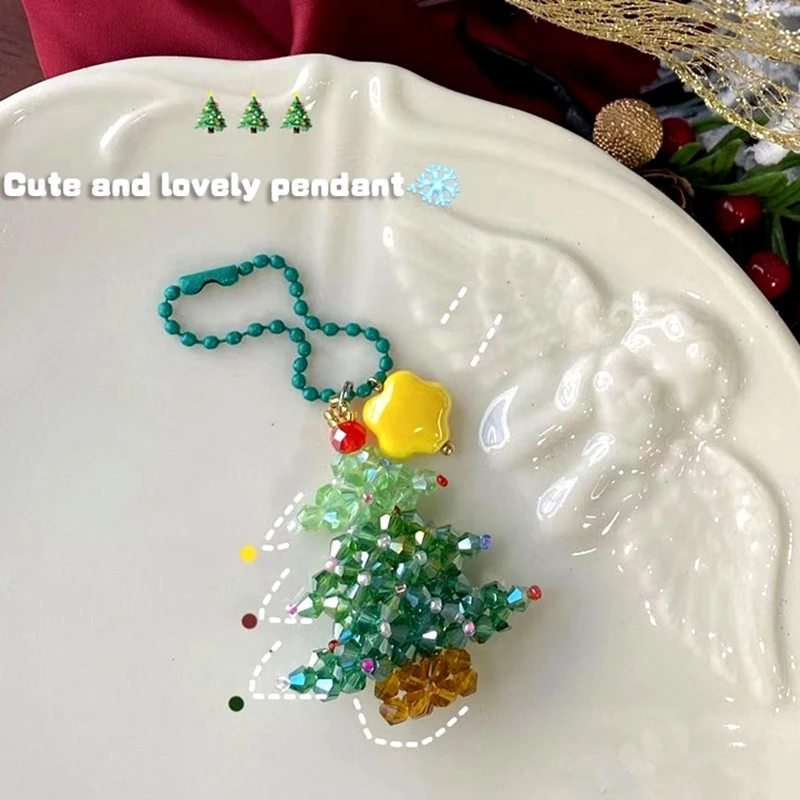 شجرة عيد الميلاد مطرز سلسلة الهاتف لطيف اليدوية مطرز سلسلة الهاتف مكافحة خسر الحبل حقيبة ديكور هدية عيد الميلاد #5