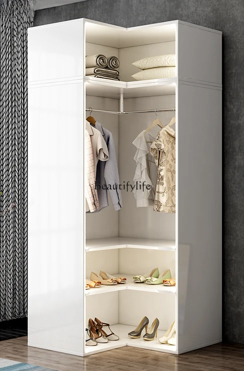 

12Corner Multi-Functional White L-Shaped Right Angle Nordic Bedroom Locker with Light