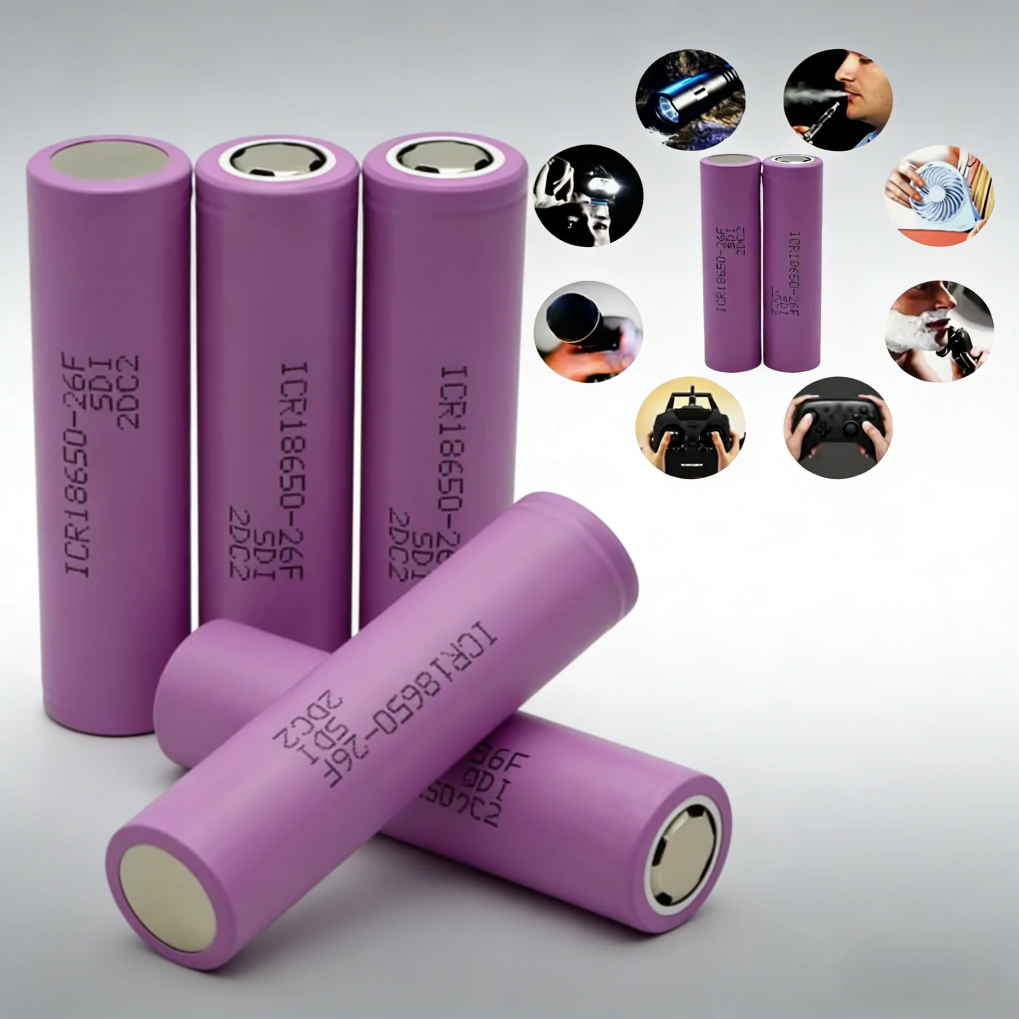 

ICR18650-26F 3.7V 2600mAh Rechargeable Lithium Battery, High Capacity, with Charger, for Flashlights, Power Tools, Vapes