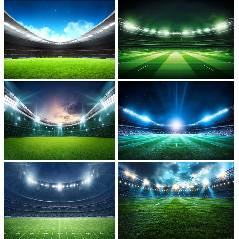 

3d Rendering Soccer Football Field Photography Backdrops Beautiful Sports Stadium With Green Grass Photo Studio Background SO-01
