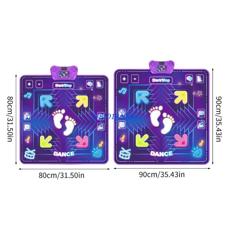 Q0KB Thảm nhảy động có thể gập lại Playmat Âm nhạc và đèn cho trẻ vui chơi giáo dục