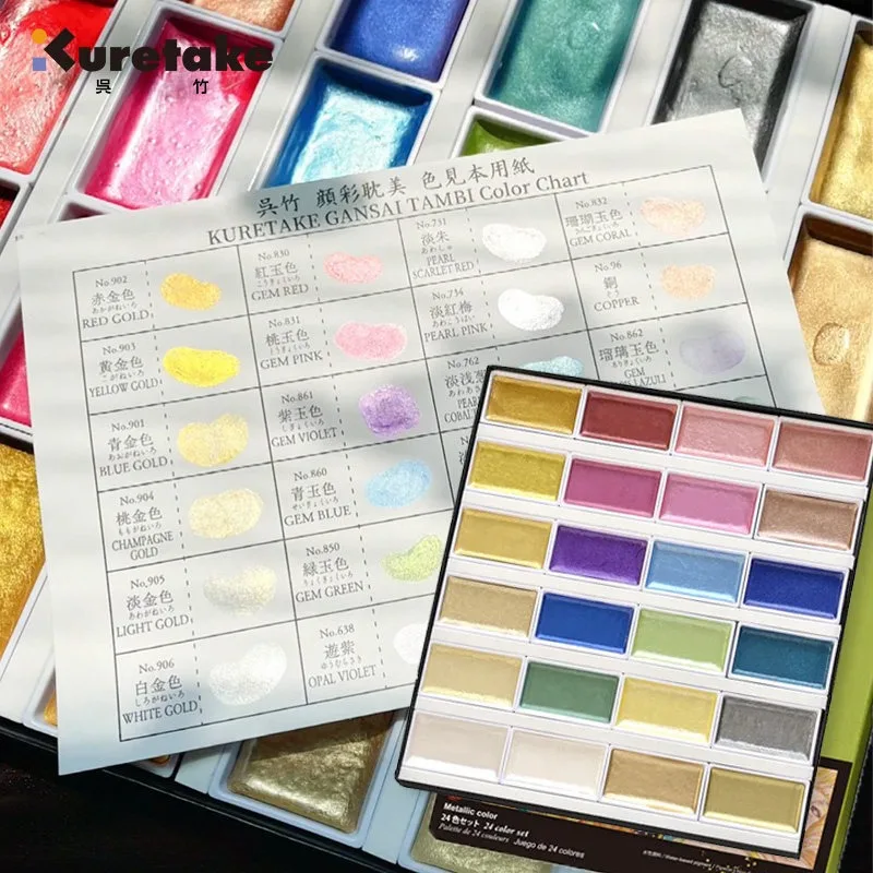 nuovi-colori-acquerello-solido-perlescente-kuretake-gansai-tambi-giapponesi-set-da-24-colori-per-artisti-professionisti-e-principianti