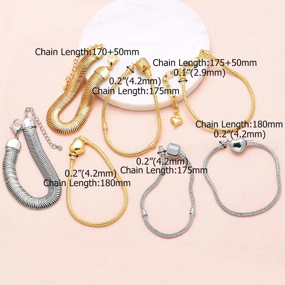FLOLA DIY Gold Plated Bracelets for Jewelry Making Statement Gold Silver Color Wide Snake Chain Bracelets Wholesale brth77