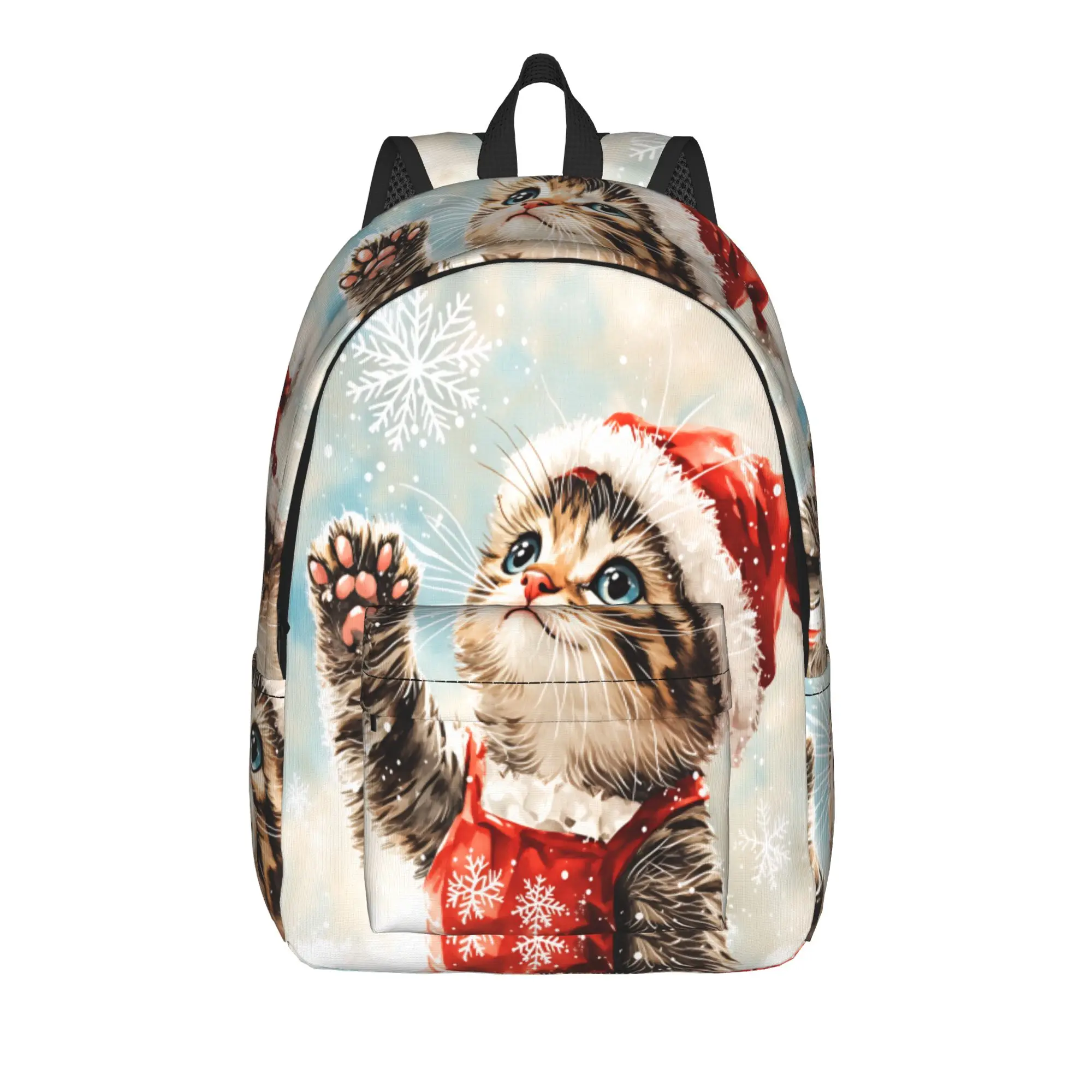 Christmas Kittens Backpack  Daily Backpacks Youth Colorful Print School Bags Leisure Rucksack
