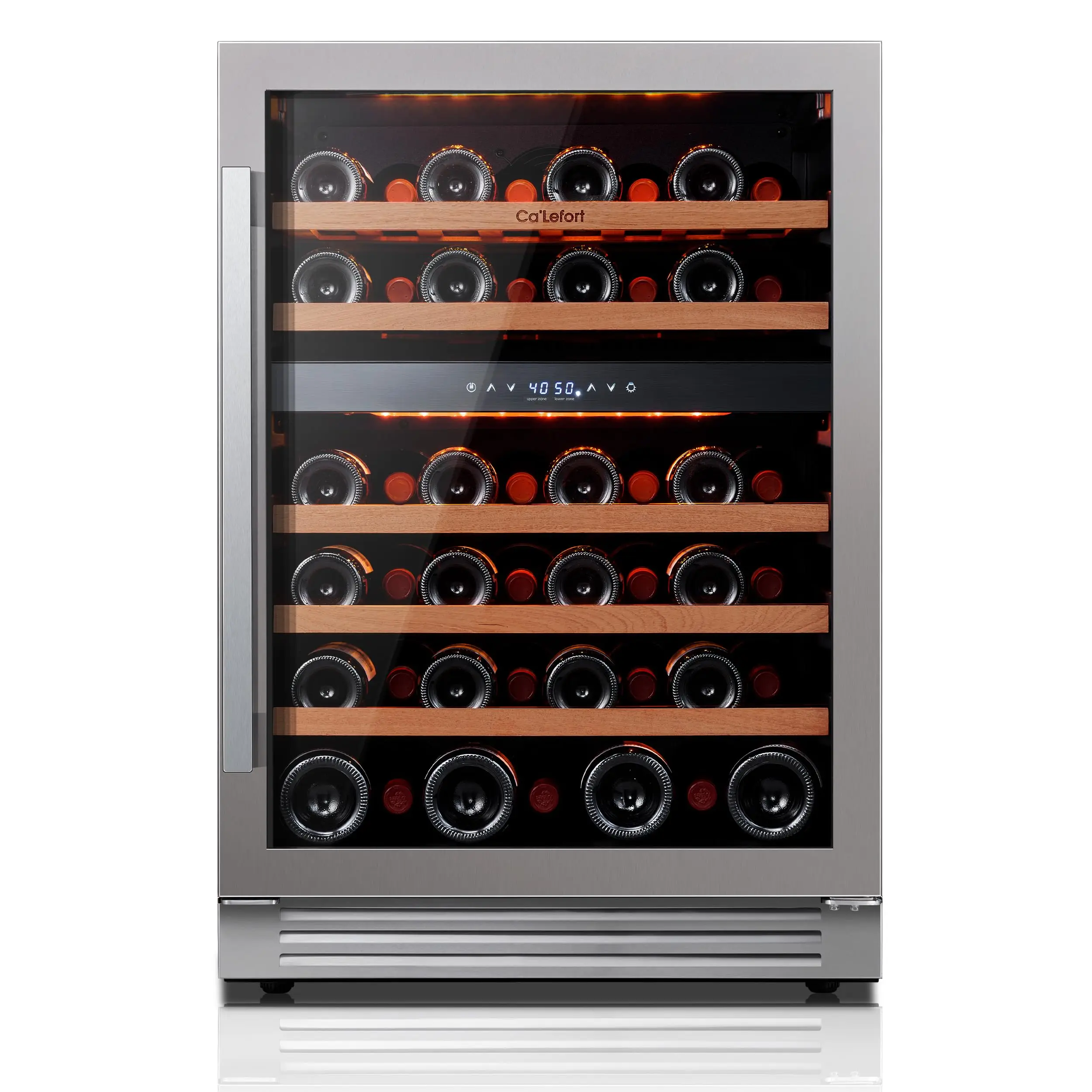 Ca’Lefort 24 Inch Dual Zone Wine Fridge & Cooler – 46 Bottle Refrigerator with Glass Door and LED Lights for Home Bar Kitchen