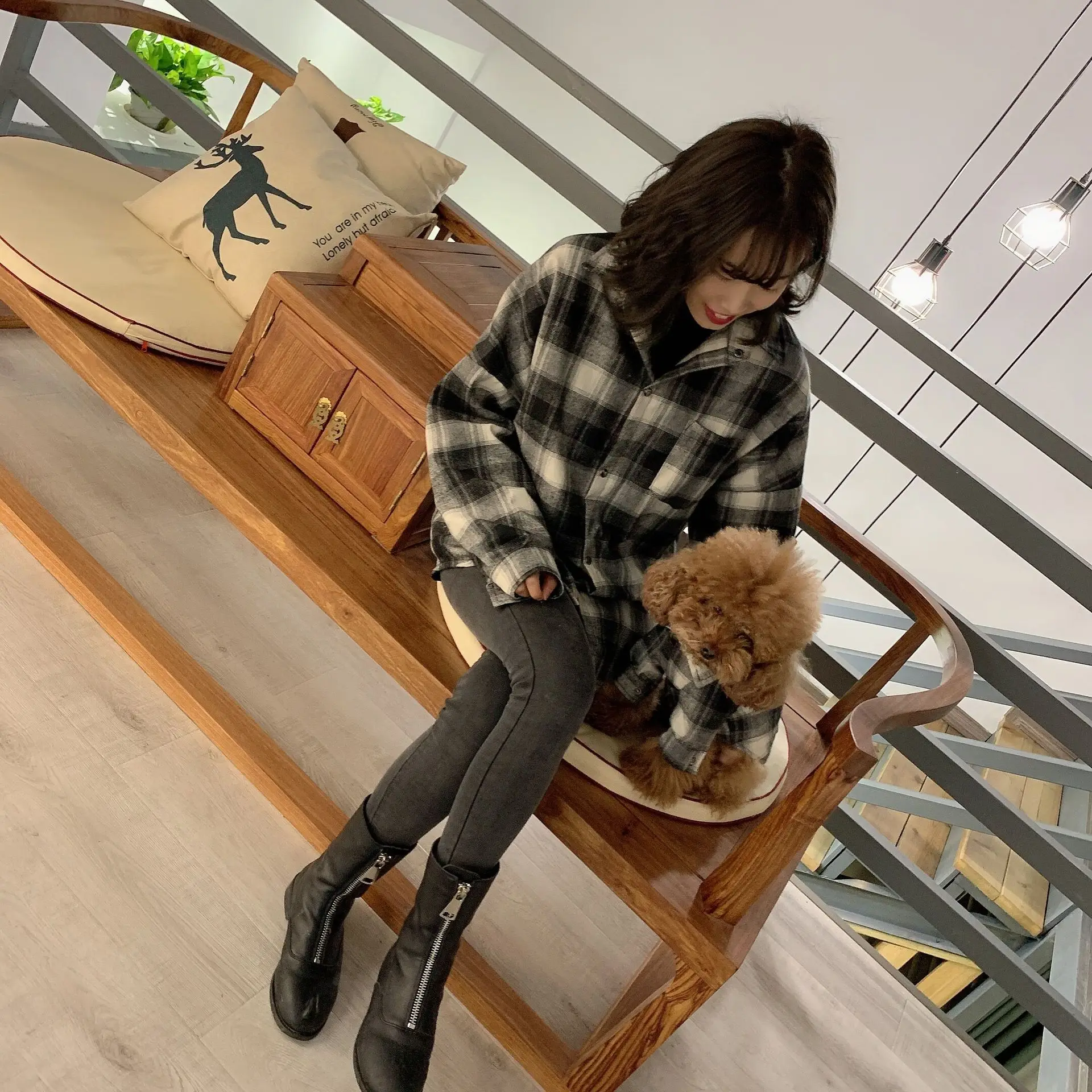 

Pet and Owner's Parent-Child Matching Plaid Shirt, Cat's Couple Outfit Attire Pet Sweat Shirts Small Medium Large Dog's Clothes