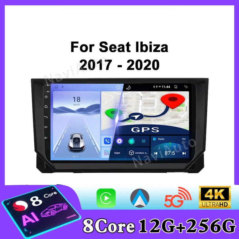 For Seat Ibiza 2017-2021 Car Radio Android Automotive Multimedia Video Player Navigation GPS Carplay Touch Screen Auto Stereo