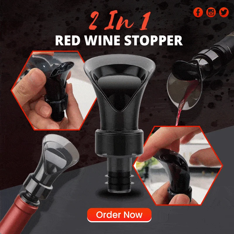 2 In 1 Red Wine Stopper Aerating Pourer for Red Wine Flower Shape Pouring Decanter Silicone Wine Keep Fresh Seal Bottle Stopper