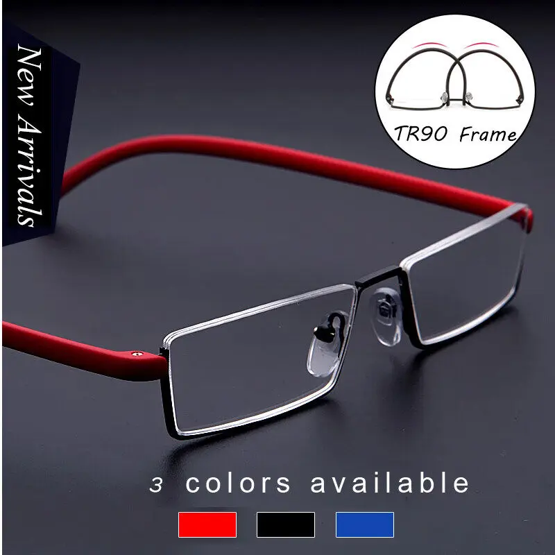 

Presbyopic Glasses Men Anti Blue Light Half Frame Reading Glasses Classic Business Prescription Spectacles Diopter +100 To +400