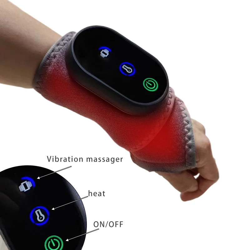 Wrist massager, hand joint vibration massager, heated gray portable