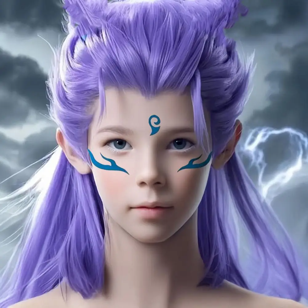 

Flame Wave Pattern Stickers Facial Decoration Stickers Flame Wave Face Sticker Set for Kids Blue Waterproof Decals for Cosplay