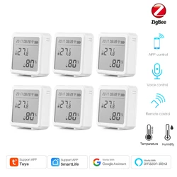 Tuya Smart Home Zigbee Sensor de Temperatura e Umidade, Higrômetro Interno, Termômetro com Display LCD, Suporte Alexa, Google Home