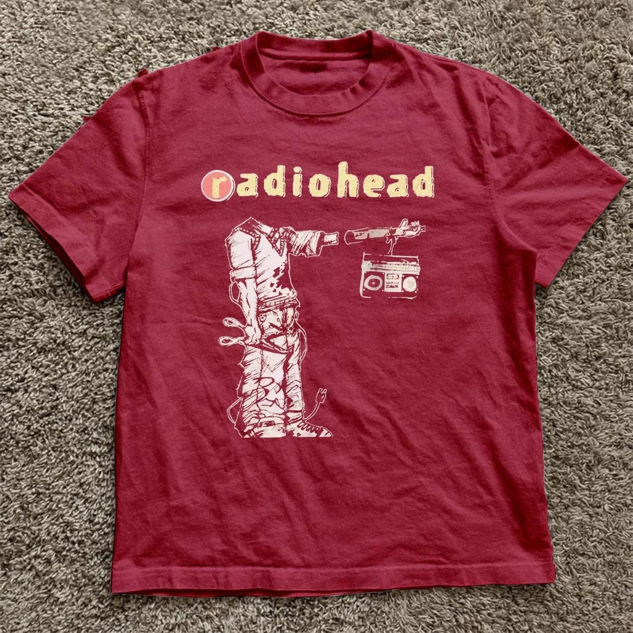 Image of Sommer Damen Vintage Radiohead T-Shirt Baumwolle Streetwear Übergroß Locker Lässig Kurzarm Geeignet für Alle Jahreszeiten