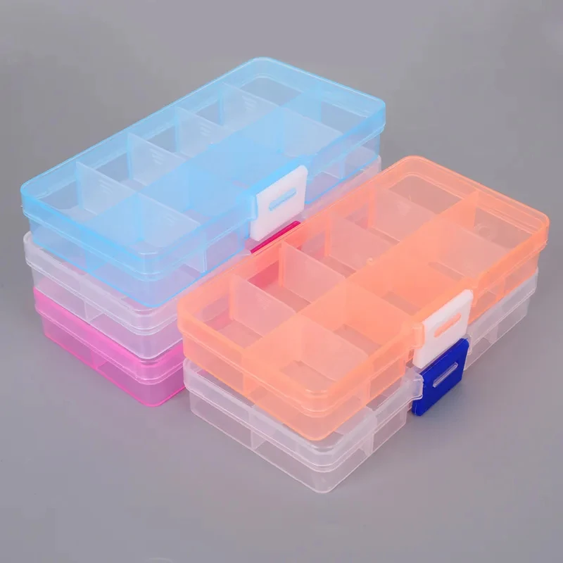 

1/2/3pcs 10 Slots Adjustable Transparent Jewelry Storage Box Ring Earring Drug Pill Beads Portable Plastic Organizer Case Travel