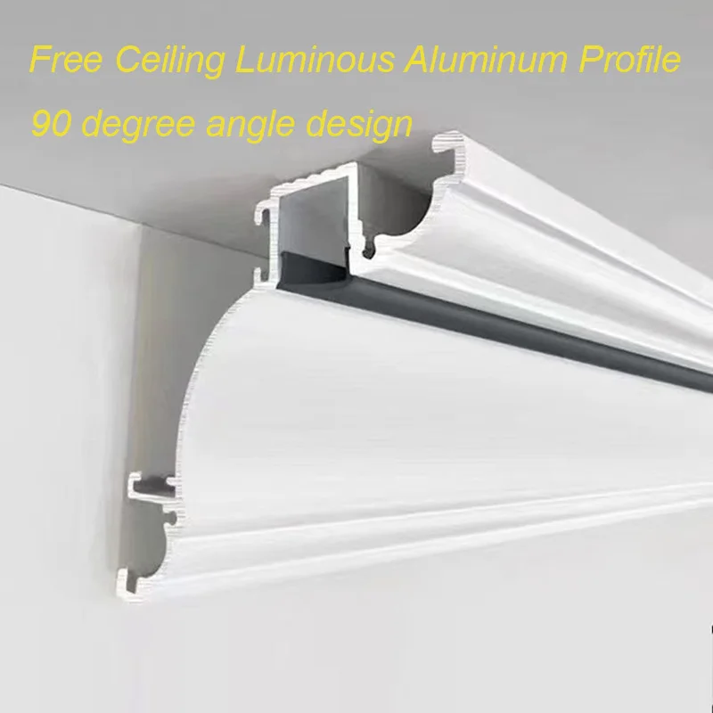 Único Luminoso Gesso Linear Lâmpada, Lâmpadas LED Teto, Perfil De Alumínio, 1m, Moldagem De Luz Indireta