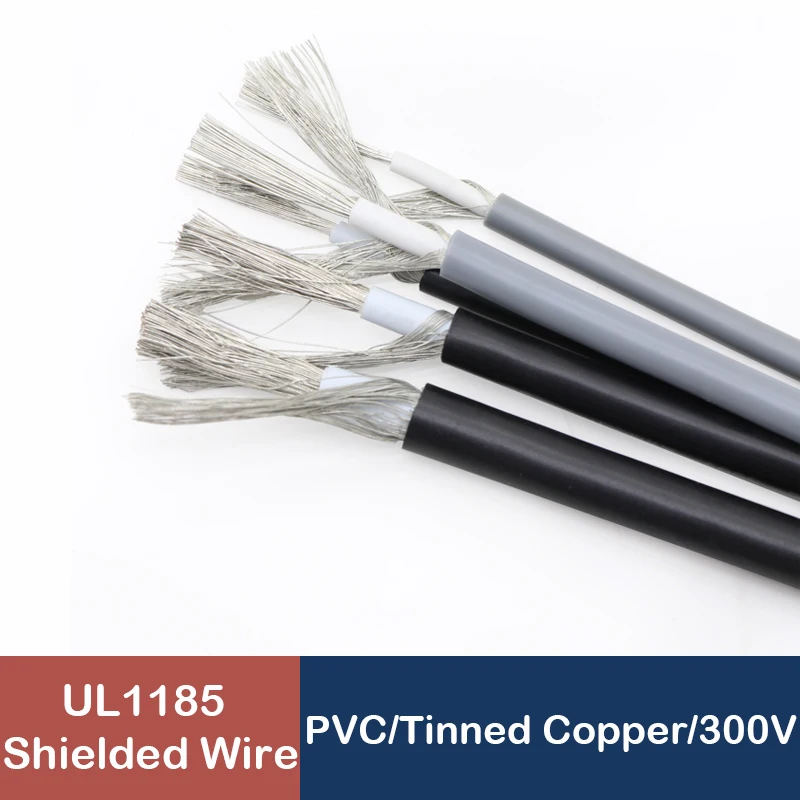 

5/10M UL1185 Shielded Wire 28 26 24 22 20 18 16 14 12 10 AWG Channel Audio Single Core 1C Electronic Copper Signal Shield Cable