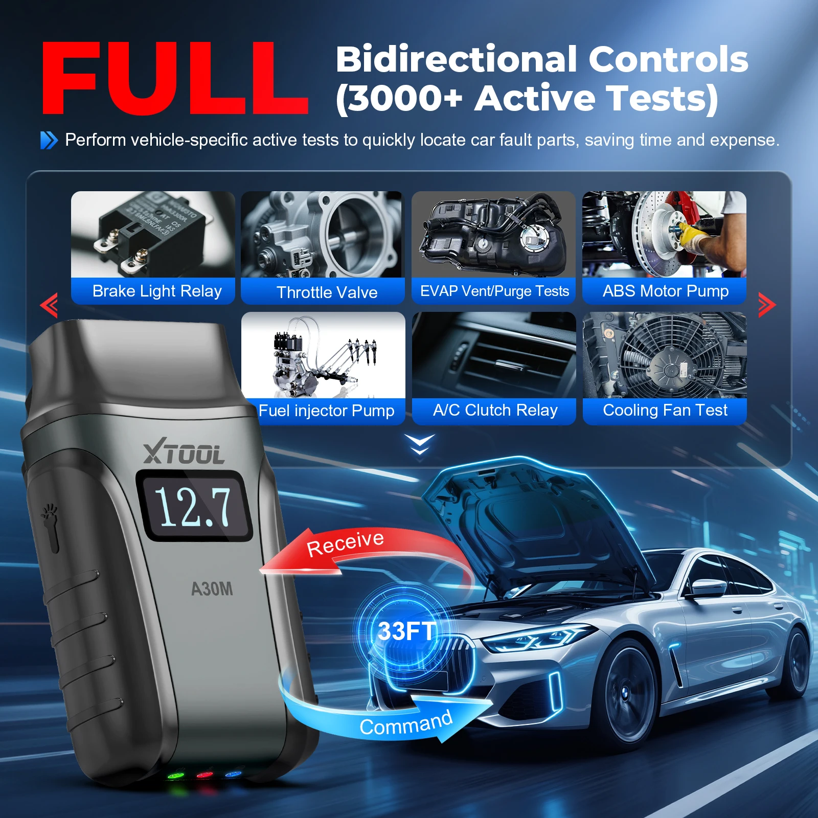 Picture 4: XTOOL A30M V2.0 Bluetooth OBD2 Scanner All System Car Diagnostic Tool Active Test 26+ Reset Built-in CAN FD FCA Autoauth Anyscan A30 M Mini Code Reader Lifetime Free Update Use