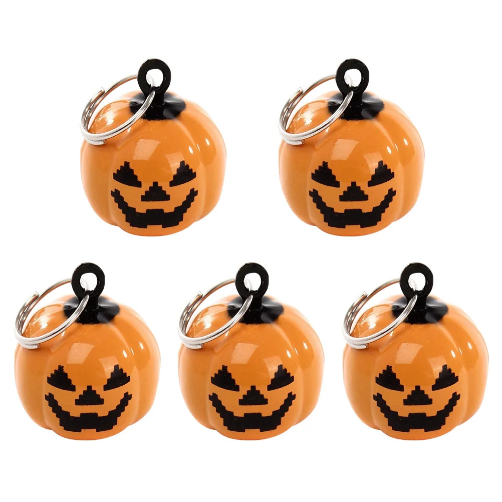 4Pcs Orange Pumpkin Shape Pet Bells Comfortable Lightweight Copper Jingle for Dog Cat Collar Hanging Decorative Animal Charm
