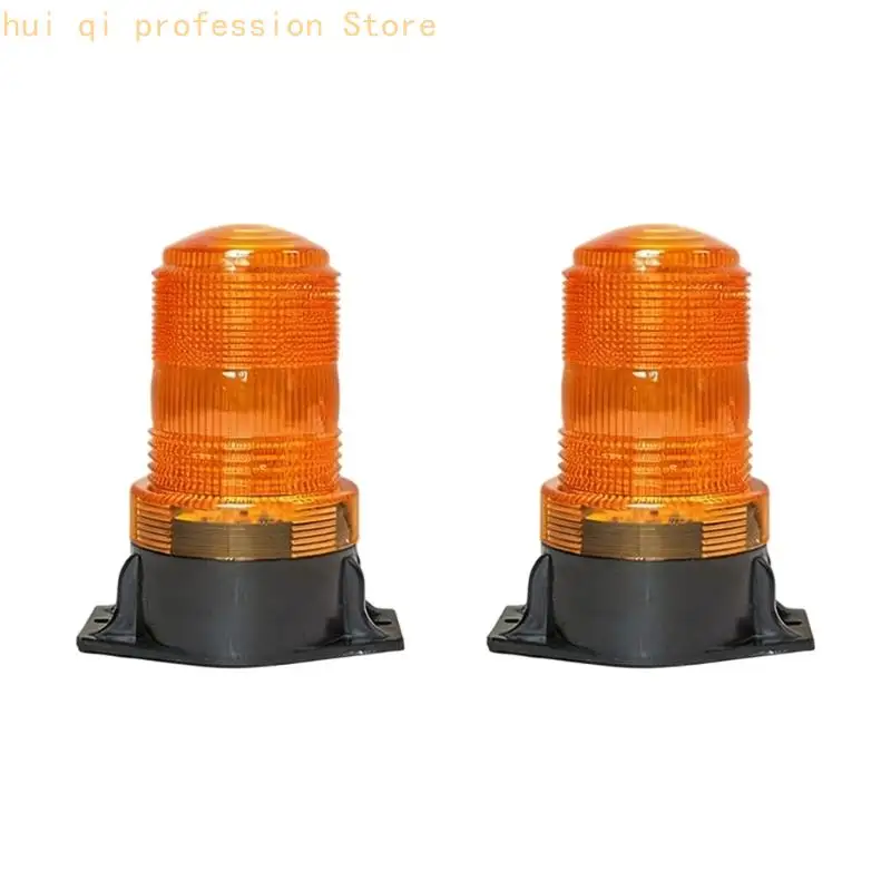 2Pcs Bright Golden Red Emergency Light Flashing Warning Light for Vehicle Roof Mounting In Whole Weather Conditions H8WE