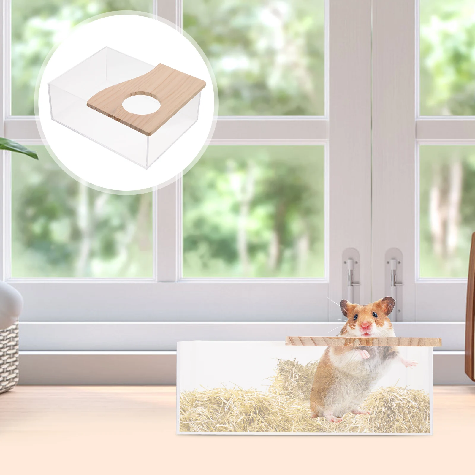 

Hamster Toilet Acrylic Shower Basin Clear Sand Bath Box for Small Pets Litter Supplies Digging Bowl Bath House